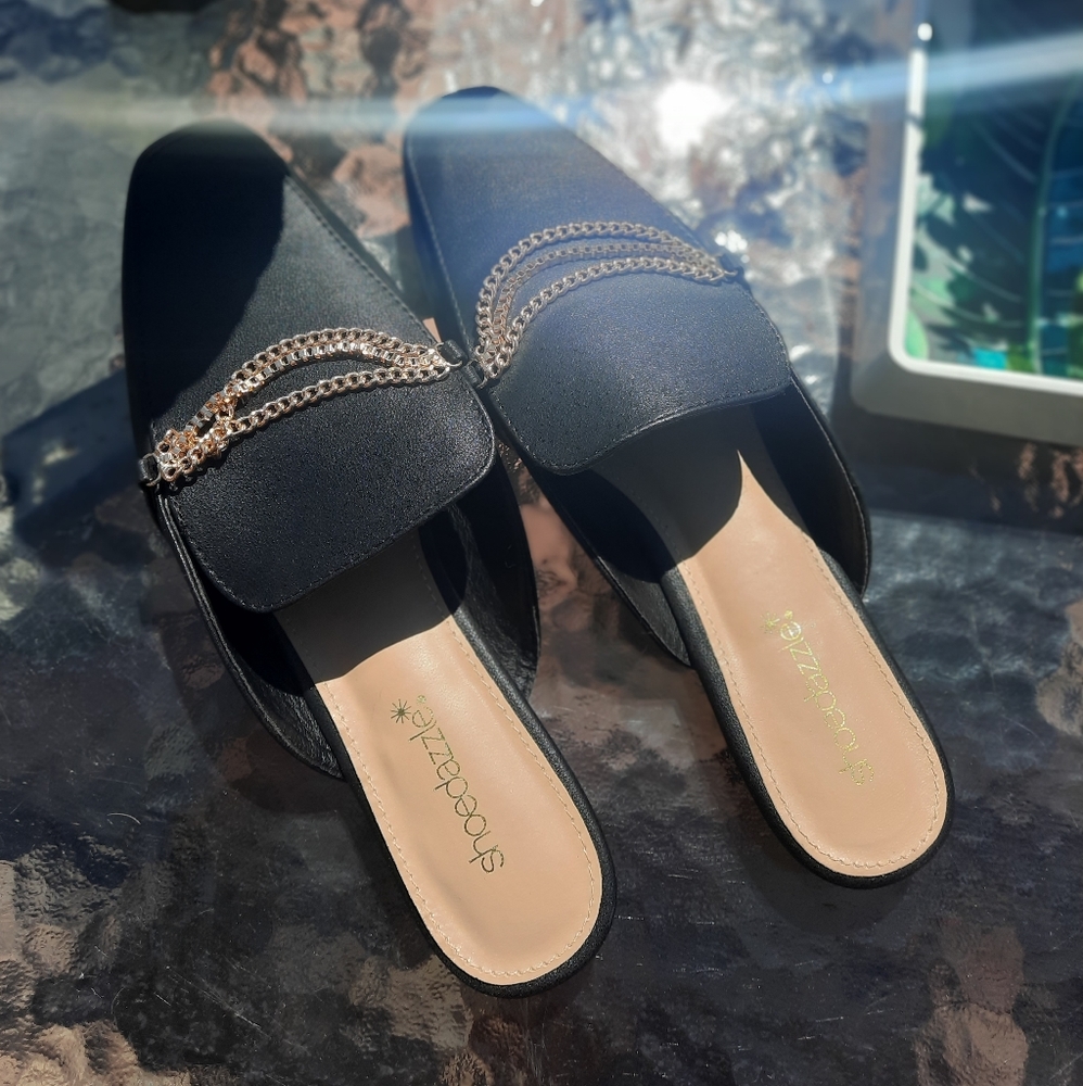Black slides with chains